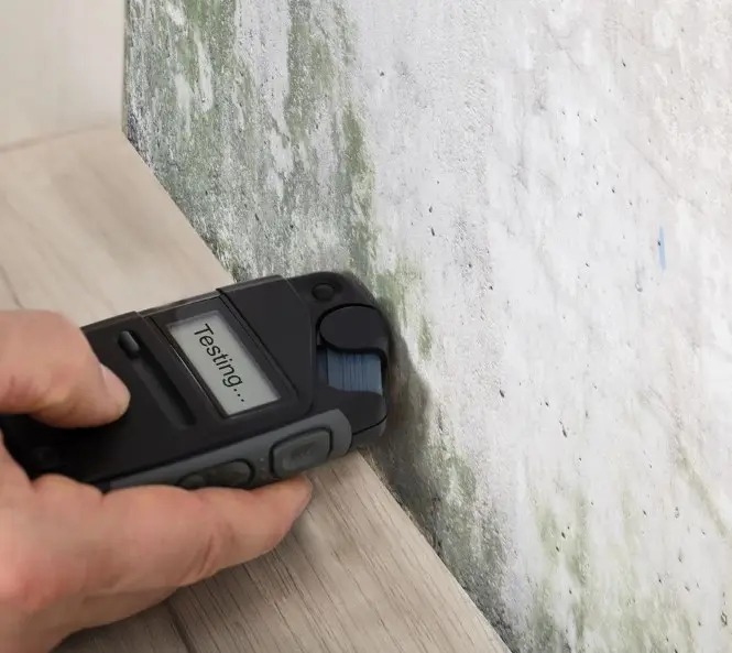 A person using a cordless phone to paint the wall.